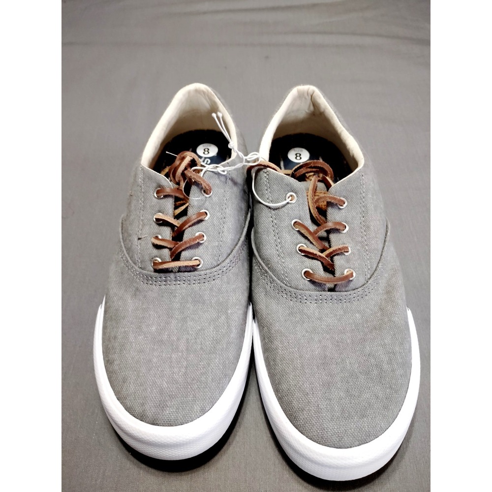 NWT Sperry Boat Shoes Striper II CVO STS17393 Gray Preppy Resort Athletic Men 8